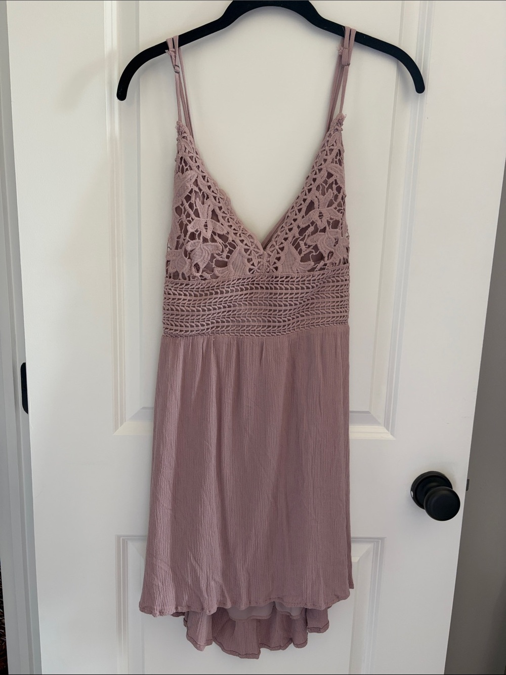 Lace-Trim Summer Dress in Dusty Mauve